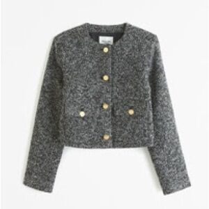 Abercrombie & Fitch Black/Gray/White Collarless Tweed Jacket